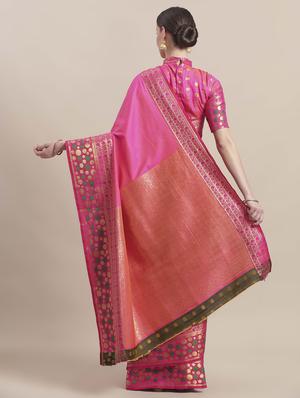 solid banarasi saree with blouse - 16998078 - Standard Image - 2