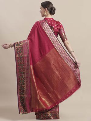 solid banarasi saree with blouse - 16998084 - Standard Image - 2
