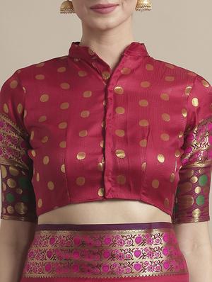 solid banarasi saree with blouse - 16998084 - Standard Image - 3