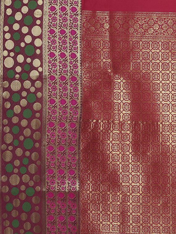 solid banarasi saree with blouse - 16998084 - Zoom Image - 4