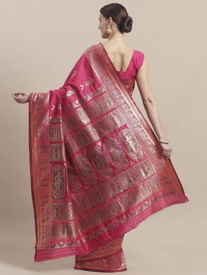 self design banarasi saree with blouse - 16998093 - Standard Image - 2