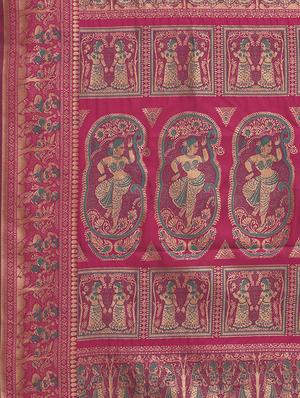self design banarasi saree with blouse - 16998093 - Standard Image - 4