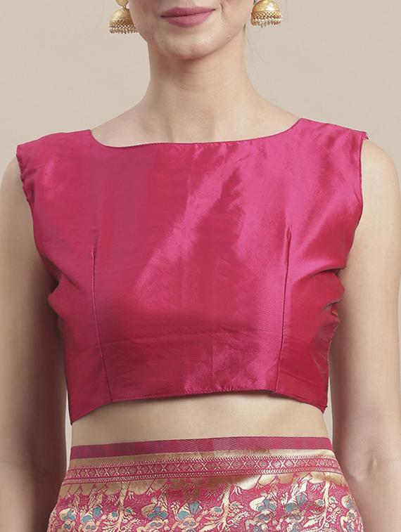 self design banarasi saree with blouse - 16998093 - Zoom Image - 3