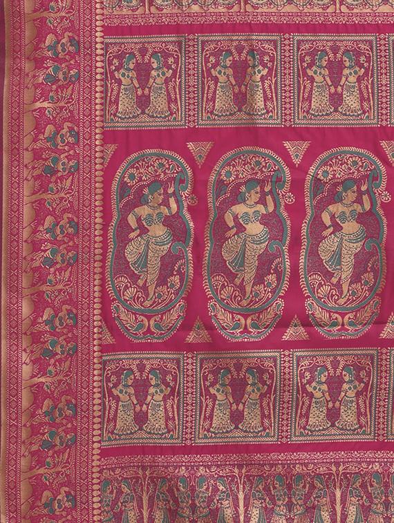 self design banarasi saree with blouse - 16998093 - Zoom Image - 4