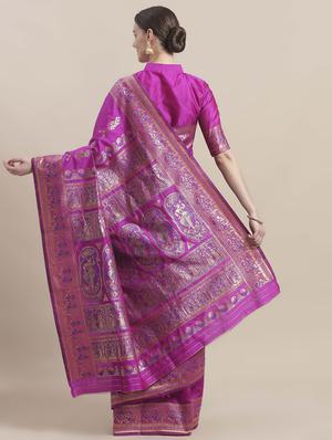 self design banarasi saree with blouse - 16998095 - Standard Image - 2