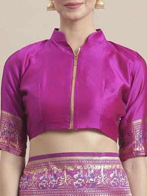 self design banarasi saree with blouse - 16998095 - Standard Image - 3