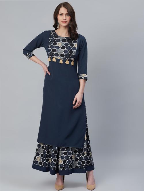 geometrical kurta palazzo set - 16998596 - Standard Image - 1