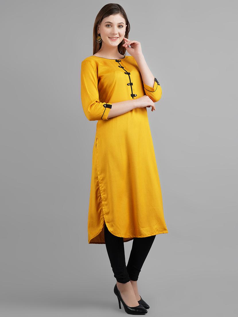 solid straight kurta - 16999015 - Zoom Image - 2