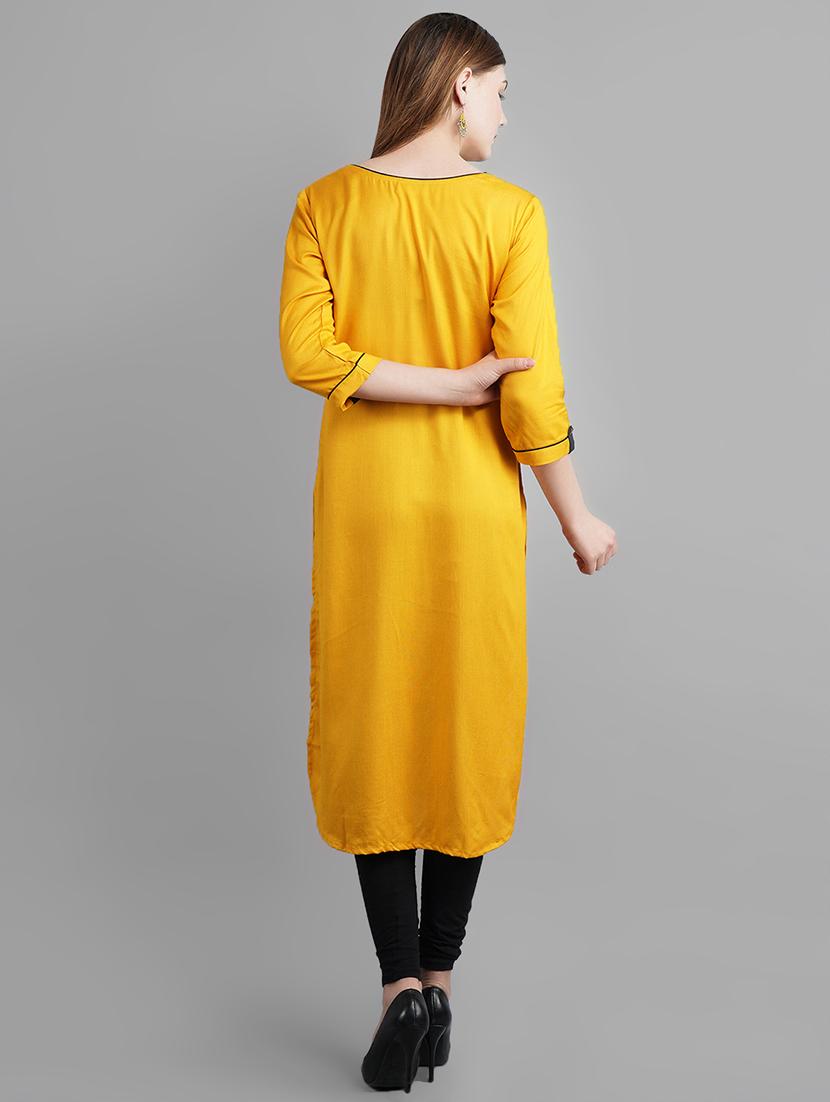 solid straight kurta - 16999015 - Zoom Image - 3