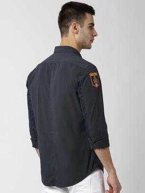 navy blue printed casual shirt - 16999181 - Standard Image - 3