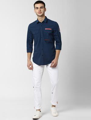 navy blue solid casual shirt - 16999184 - Standard Image - 4