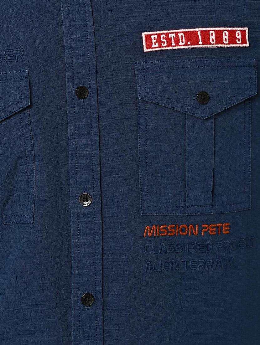 navy blue solid casual shirt - 16999184 - Zoom Image - 5