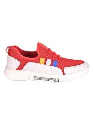red mesh & synthetic lace up sneakers - 16999551 - Standard Image - 2