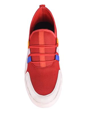 red mesh & synthetic lace up sneakers - 16999551 - Standard Image - 4