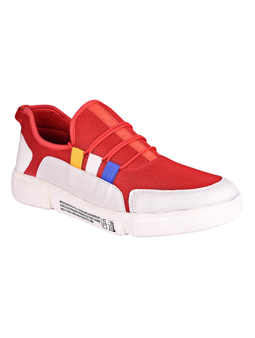 red mesh & synthetic lace up sneakers - 16999551 - Zoom Image - 1