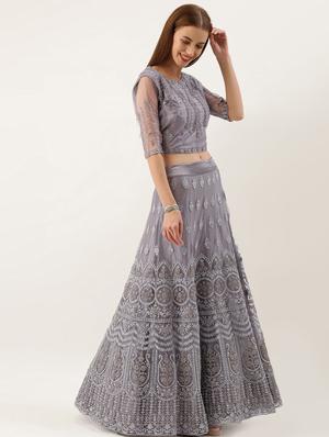 embroidered flared lehenga - 16999680 - Standard Image - 2