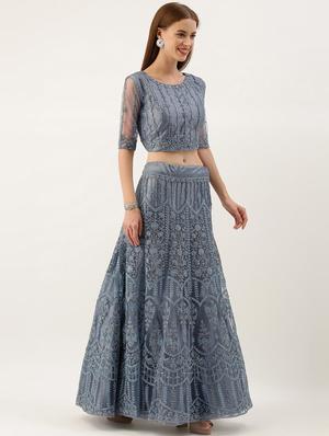 embroidered flared lehenga - 16999681 - Standard Image - 2