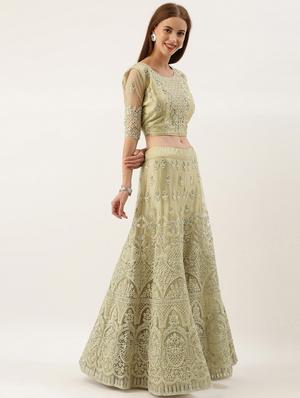 embroidered flared lehenga - 16999682 - Standard Image - 2