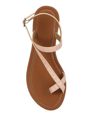 beige pu slip on sandals - 16999926 - Standard Image - 4