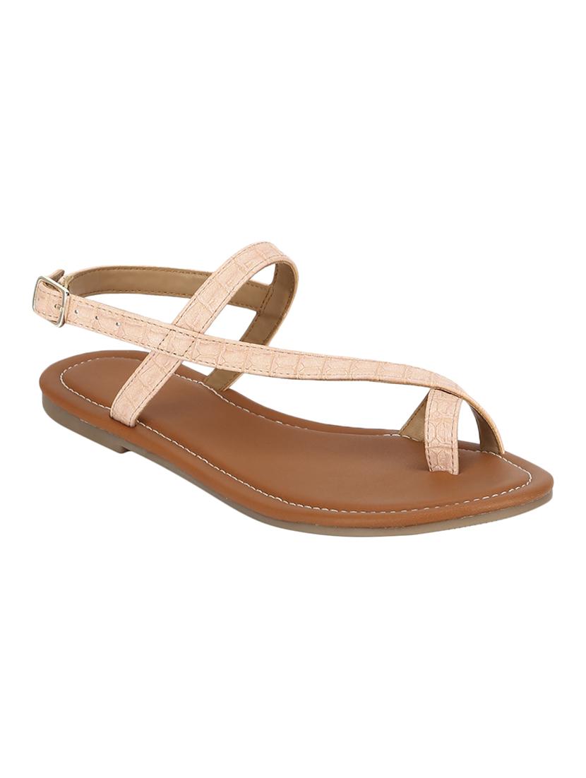 beige pu slip on sandals - 16999926 - Zoom Image - 1
