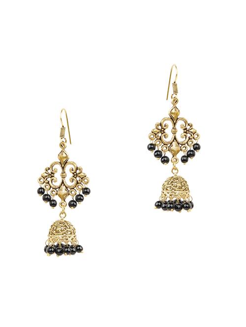 black brass jhumka earring - 16999959 - Standard Image - 1