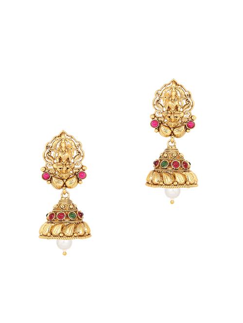 gold brass jhumka earring - 16999961 - Standard Image - 1