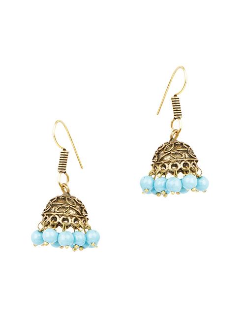 blue brass jhumka earring - 16999965 - Standard Image - 1
