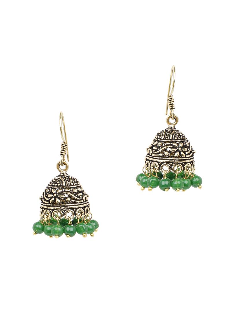 green brass jhumka earring - 16999974 - Zoom Image - 1
