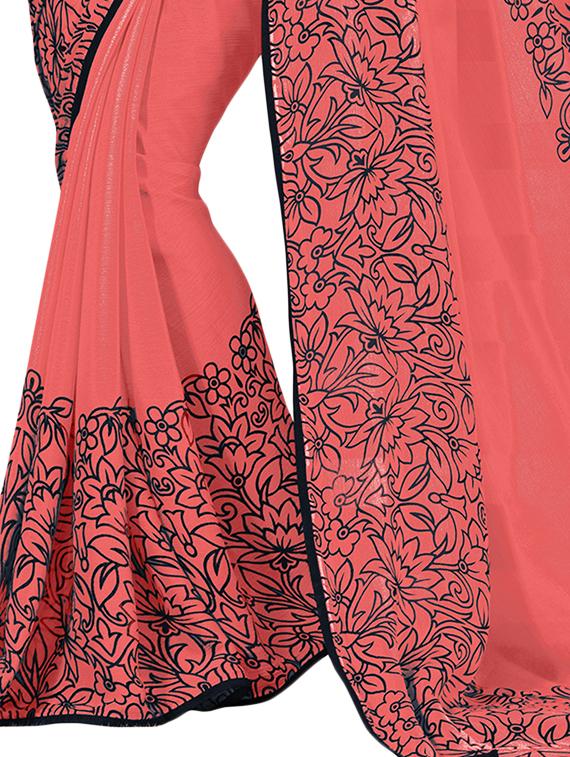 floral printed saree with blouse - 17000084 - Zoom Image - 2