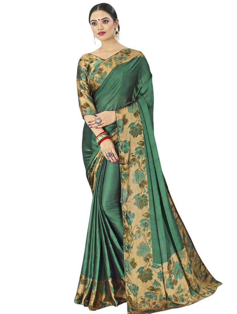 solid bordered saree with blouse - 17000093 - Zoom Image - 1