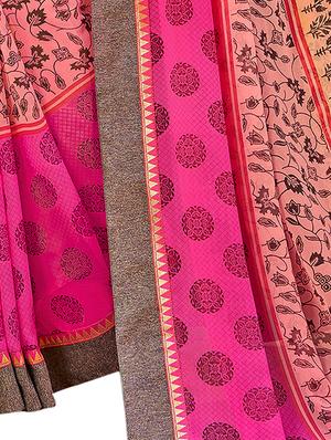 floral printed saree with blouse - 17000110 - Standard Image - 2