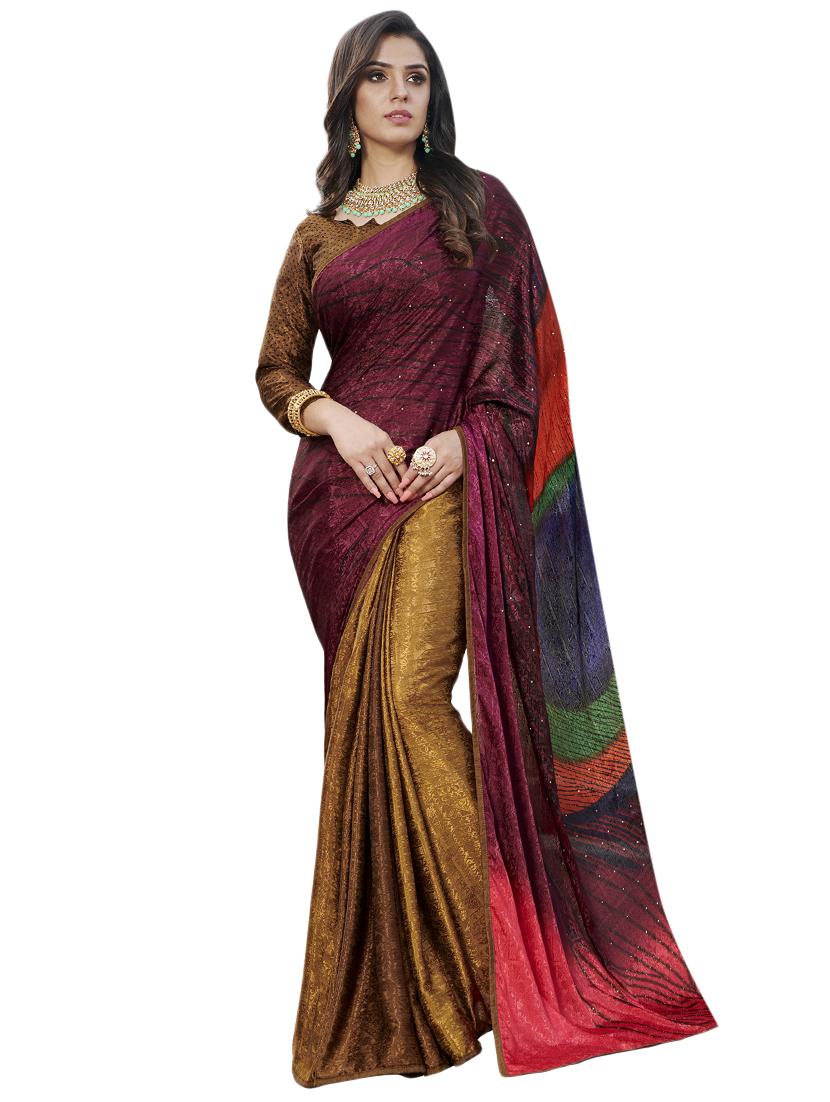 abstract printed saree with blouse - 17000146 - Zoom Image - 1