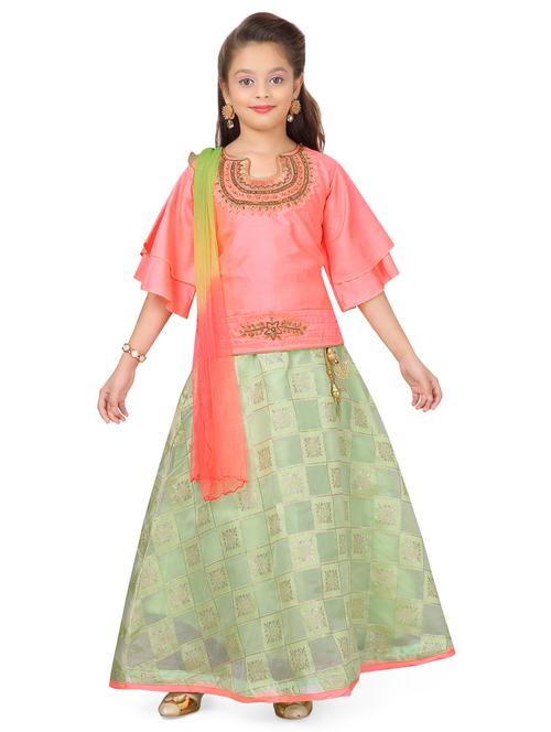orange silk blend lehnga choli - 17000572 - Standard Image - 1