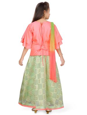 orange silk blend lehnga choli - 17000572 - Standard Image - 3