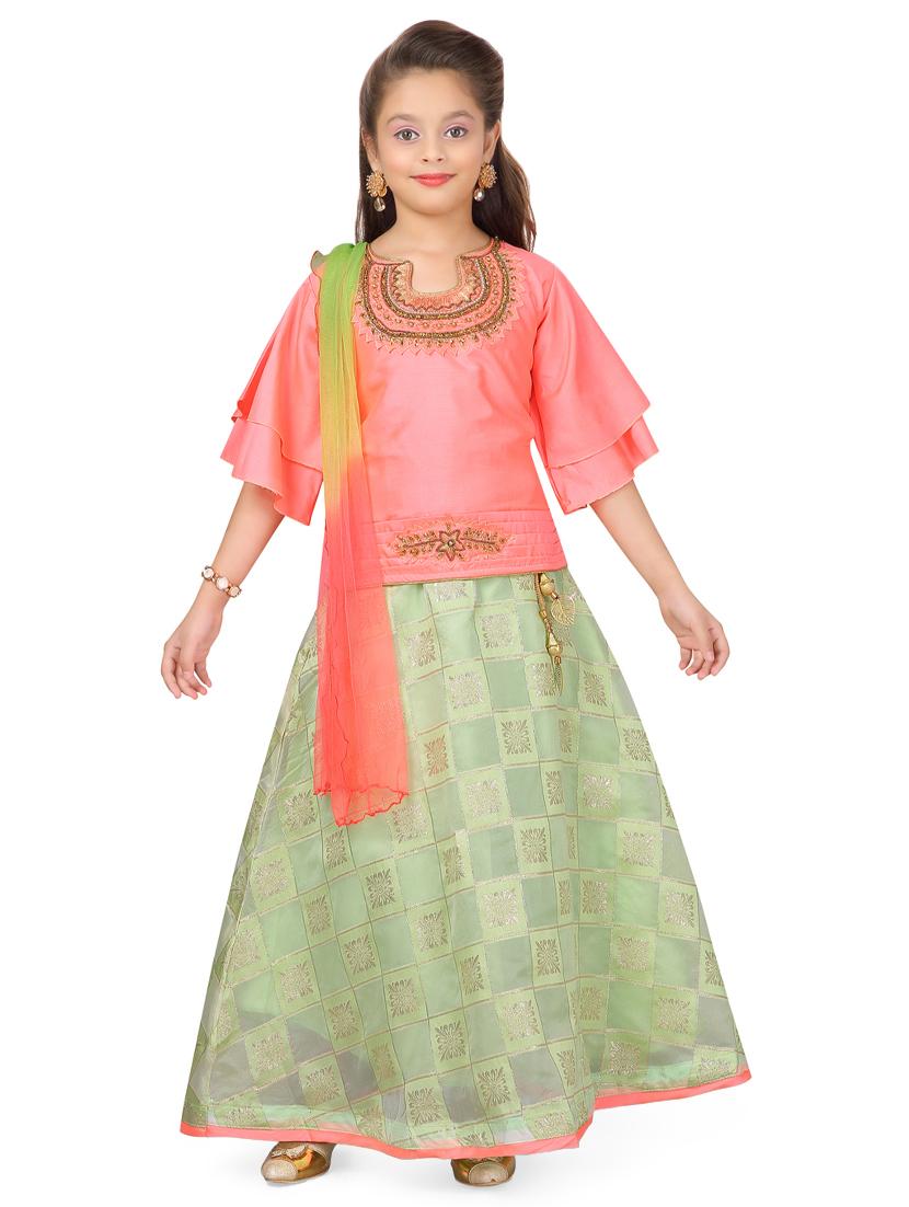 orange silk blend lehnga choli - 17000572 - Zoom Image - 1
