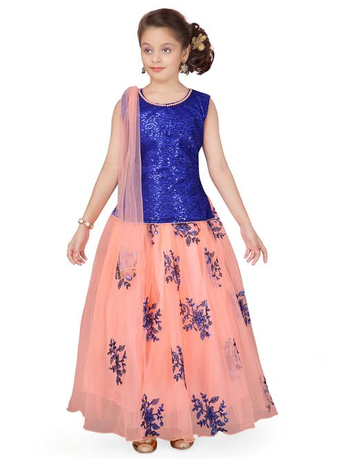blue silk blend lehnga choli - 17000576 - Very Small Image - 1