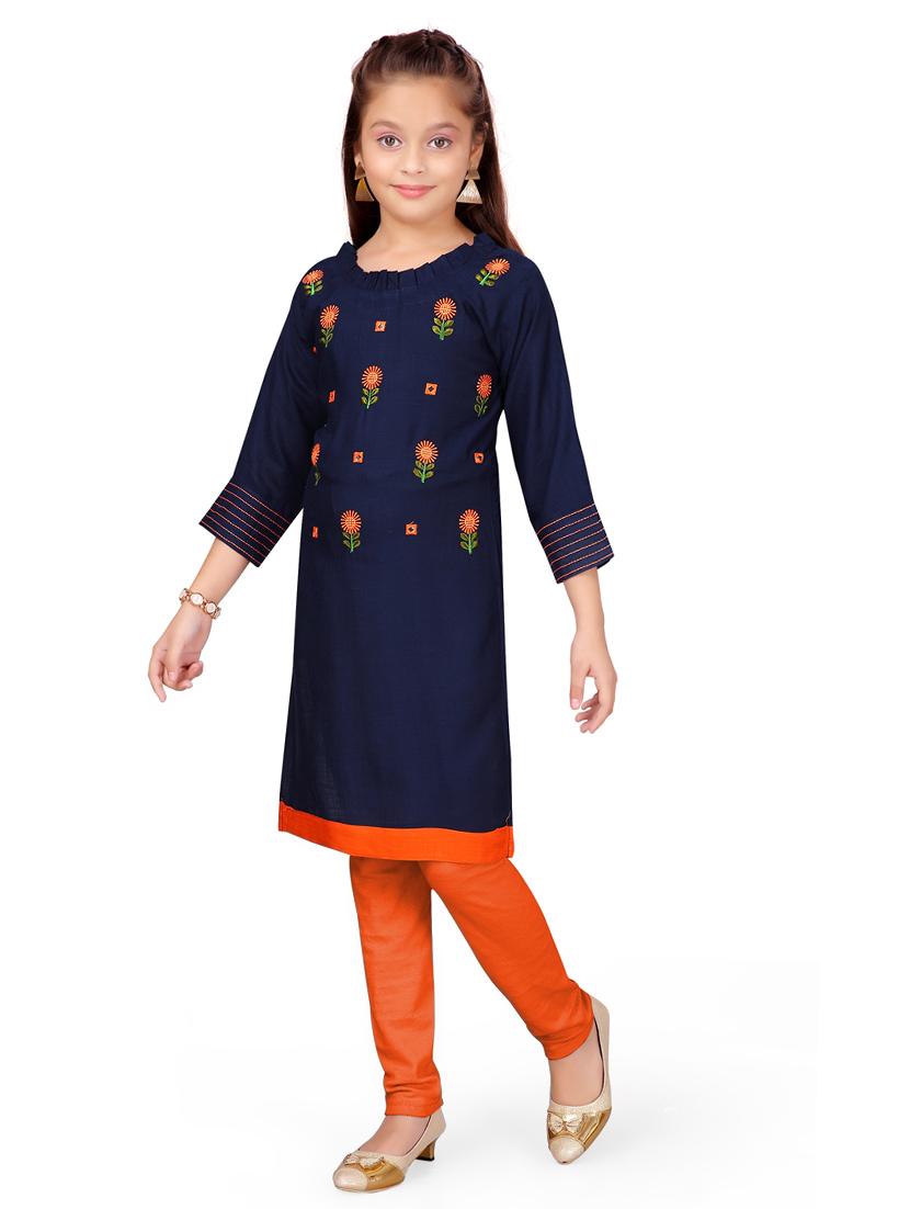 navy blue cotton suit set - 17000586 - Zoom Image - 2