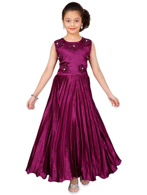 purple satin party gown - 17000605 - Standard Image - 1