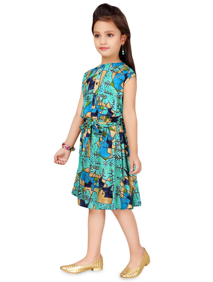 green polyester frock - 17000607 - Zoom Image - 2