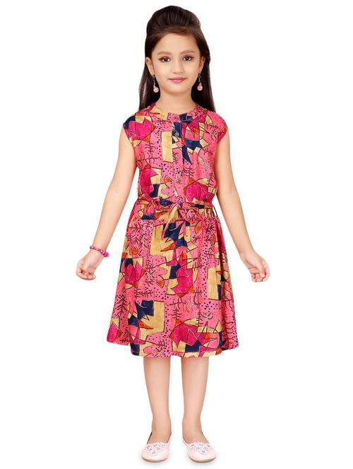 pink polyester frock - 17000609 - Very Small Image - 1