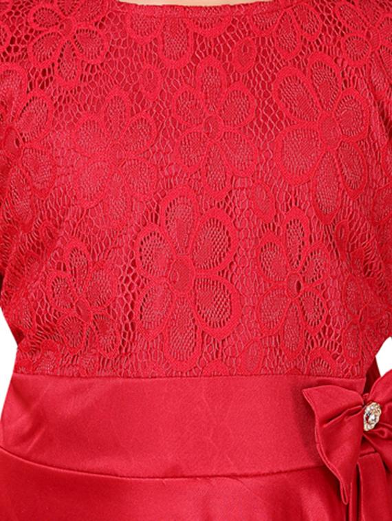 red silk blend party gown - 17000613 - Zoom Image - 4