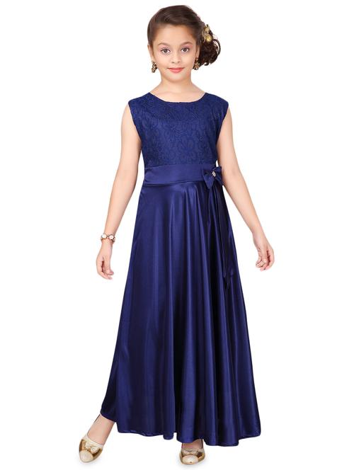navy blue silk blend party gown - 17000615 - Standard Image - 1