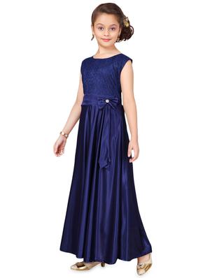 navy blue silk blend party gown - 17000615 - Standard Image - 2