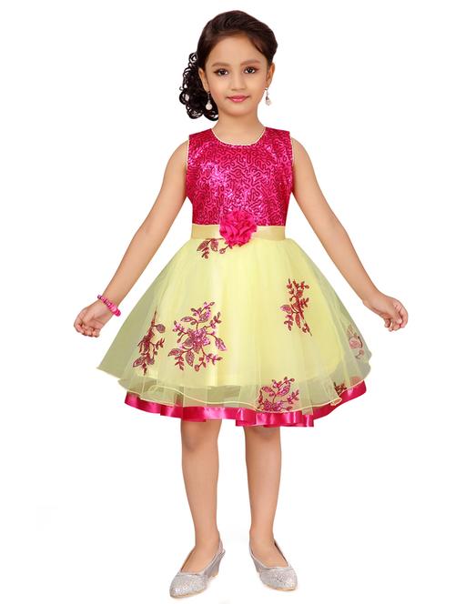 yellow net frock - 17000628 - Standard Image - 1