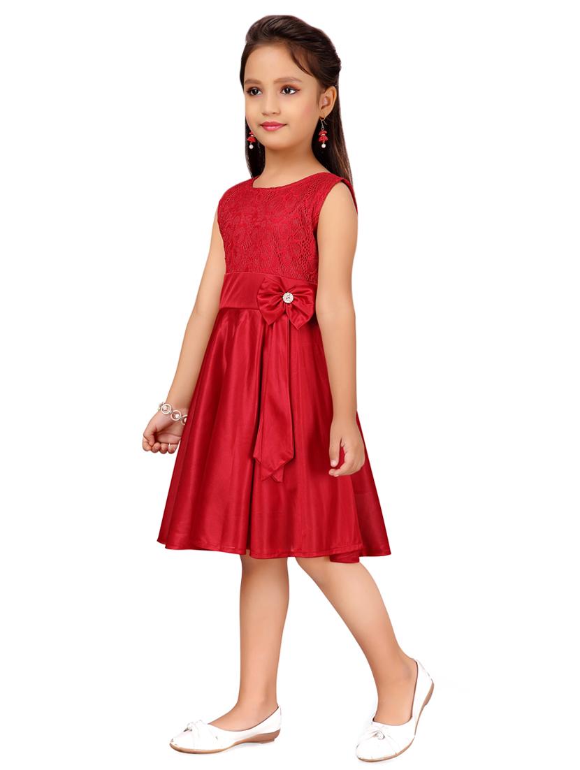 red polyester frock - 17000631 - Zoom Image - 2