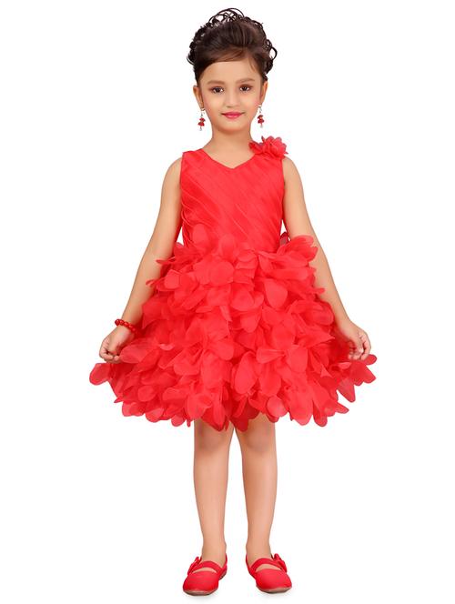 red polyester frock - 17000649 - Standard Image - 1