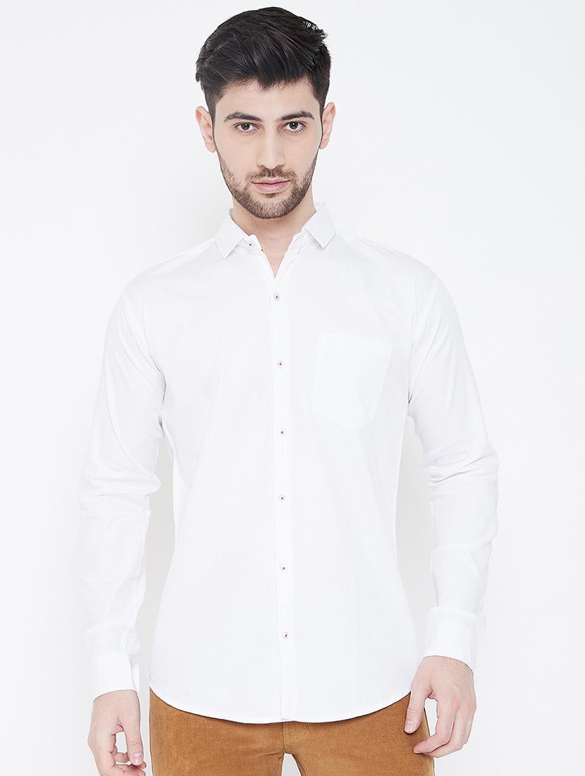 white solid casual shirt - 17000691 - Zoom Image - 1