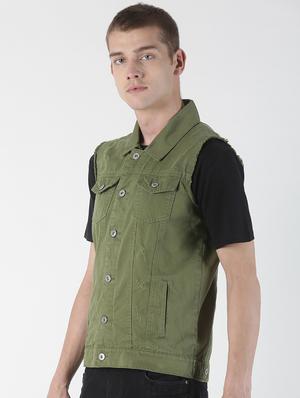 green ripped denim jacket - 17001089 - Standard Image - 2