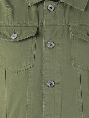 green ripped denim jacket - 17001089 - Standard Image - 5