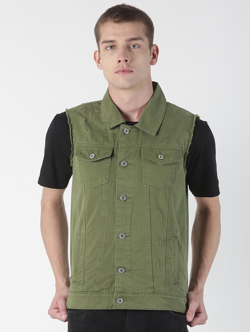 green ripped denim jacket - 17001089 - Zoom Image - 1